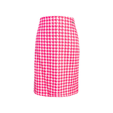 Falda Recta Pied de Poule Fucsia