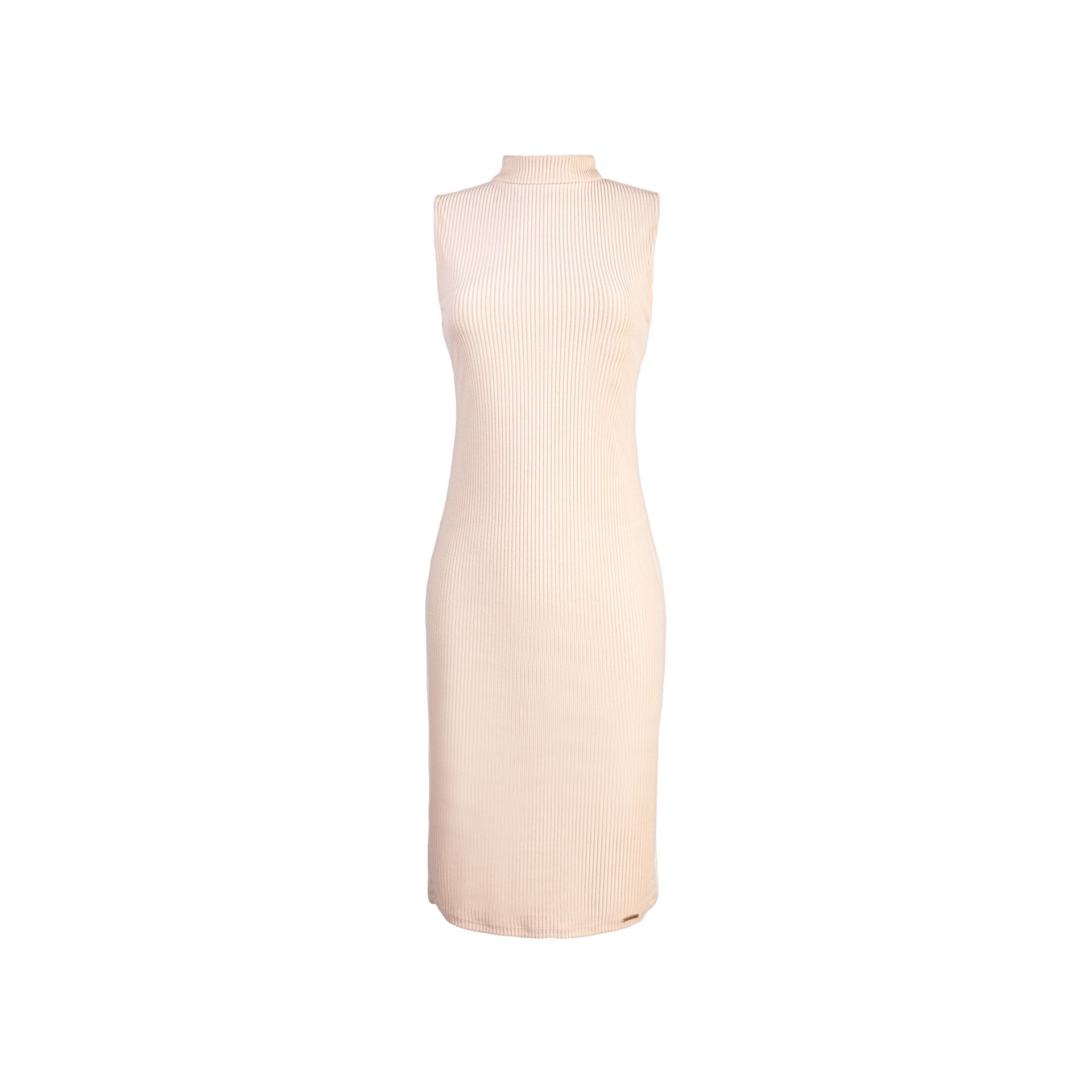 Vestido M/Cero Cierre Espalda Beige