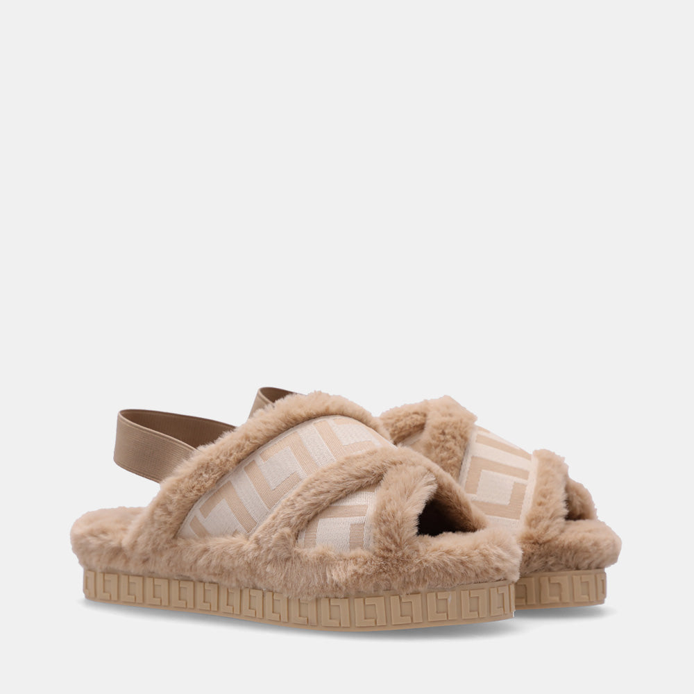 Sandalia Faux Fur LDL 60410001 Nocciola