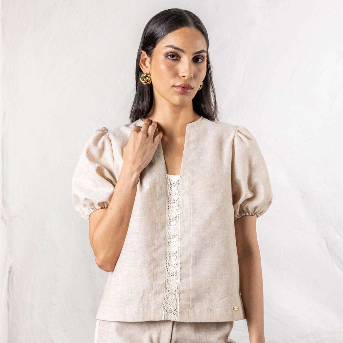 Blusa Lino Sabinne Beige