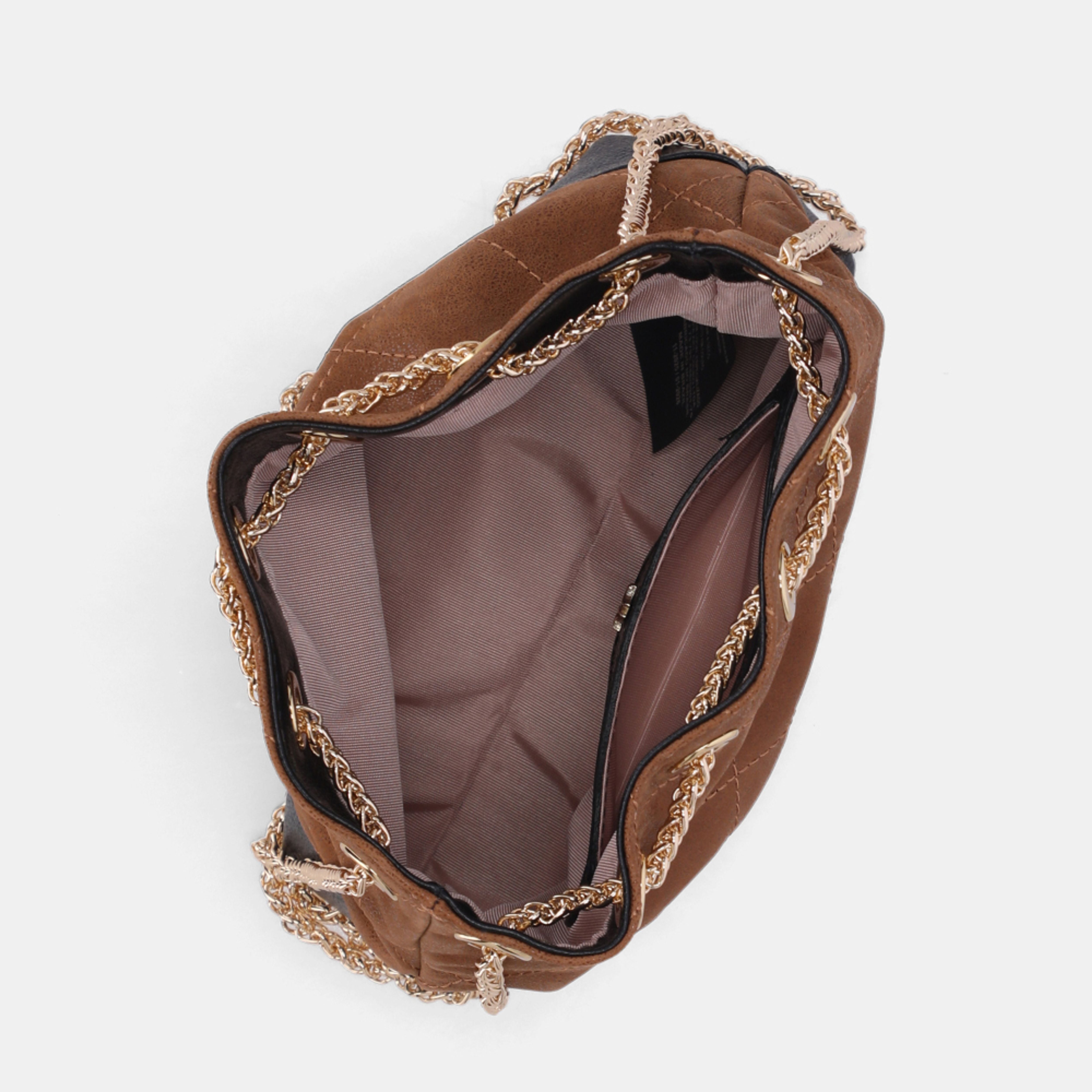 Bolso Bucket Sandra Pequeño LDL 2000815 Canela/Preto
