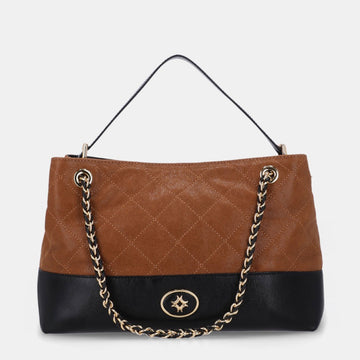 Bolso Tote Sandra LDL 2000816 Canela/Preto