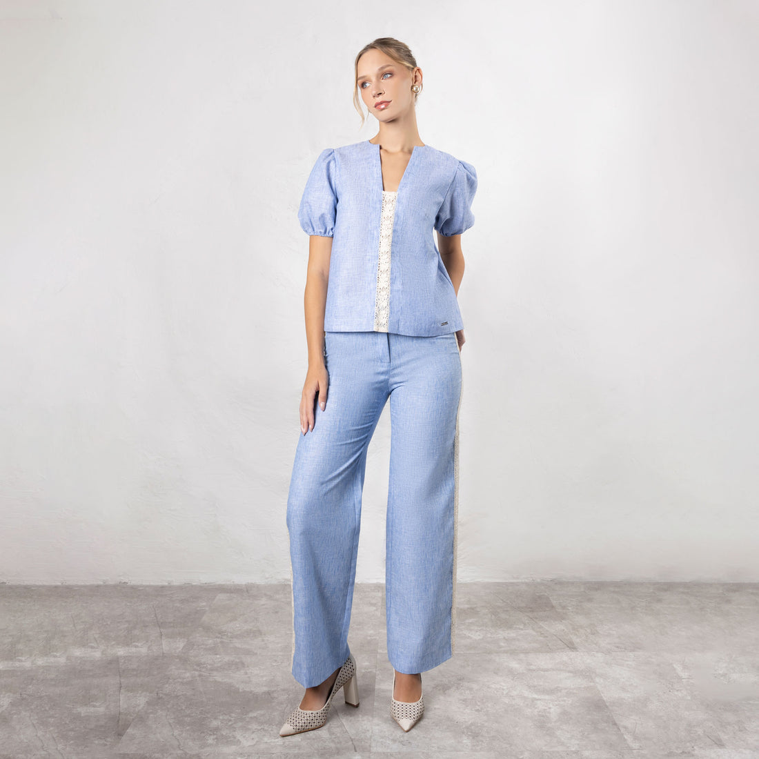 Pantalón Lino Sabinne Celeste