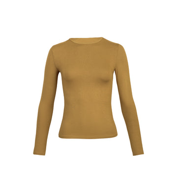 Polo Básico Vinca Cuello Redondo Camel