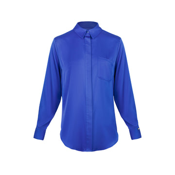 Blusa Clásica con Bolsillo Irene Azulino