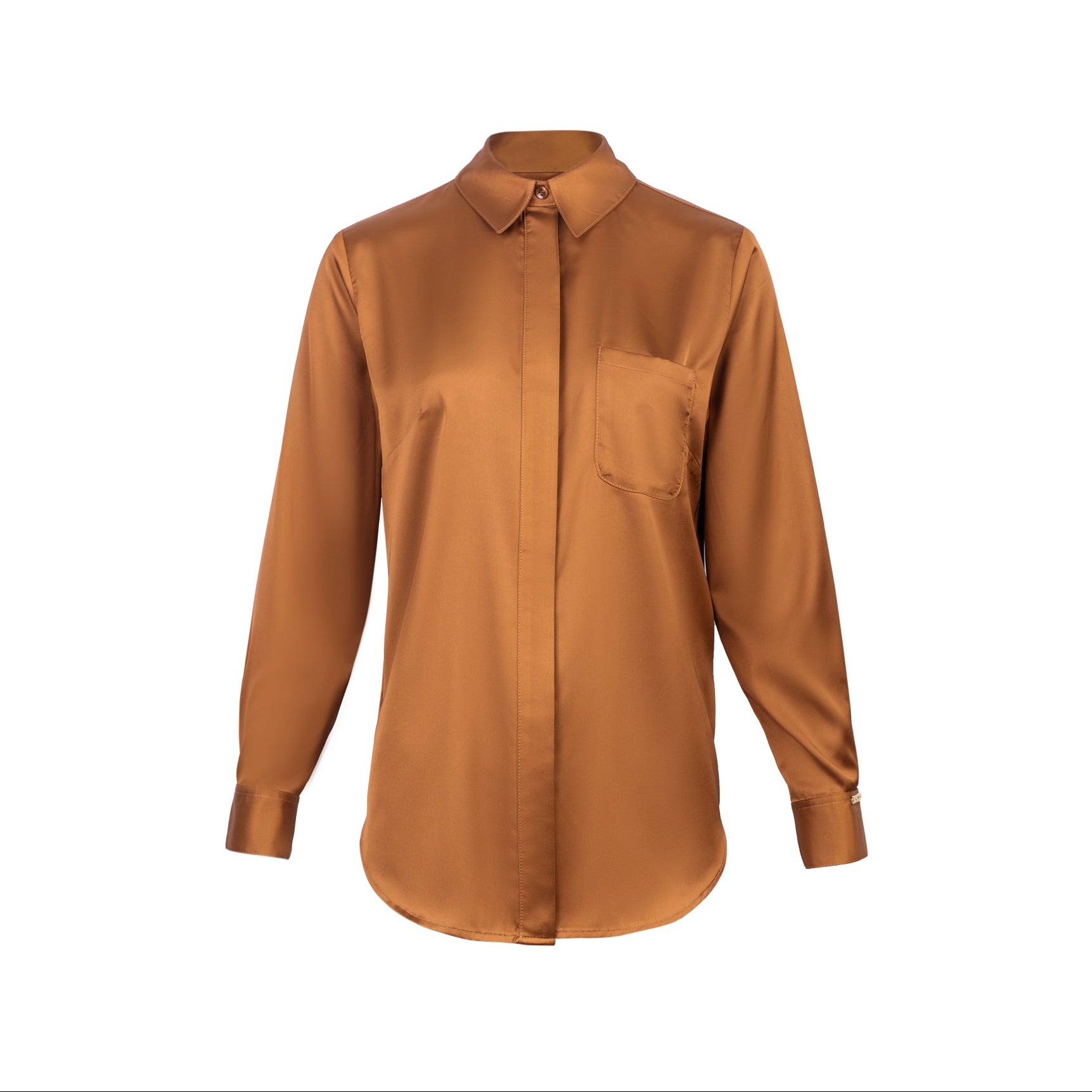 Blusa Clásica con Bolsillo Irene Camel