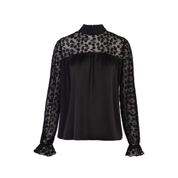 Blusa Satinada Encaje Samira Negro