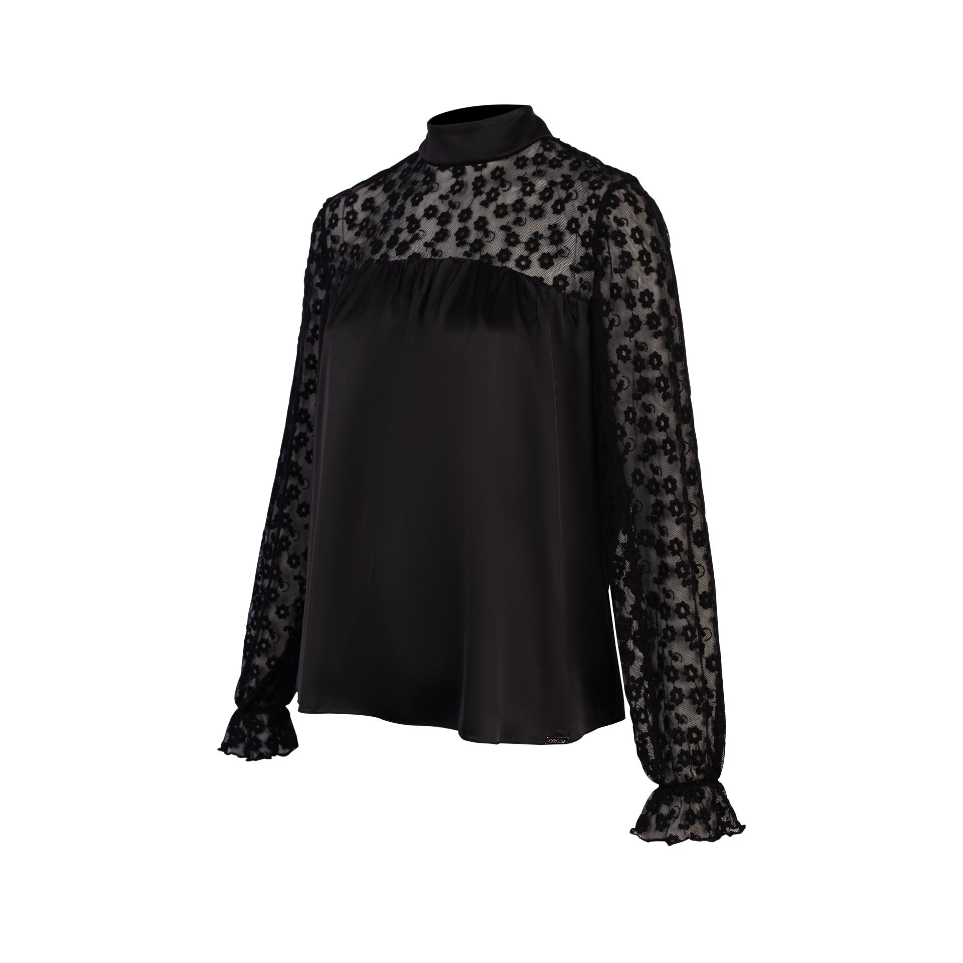 Blusa Satinada Encaje Samira Negro