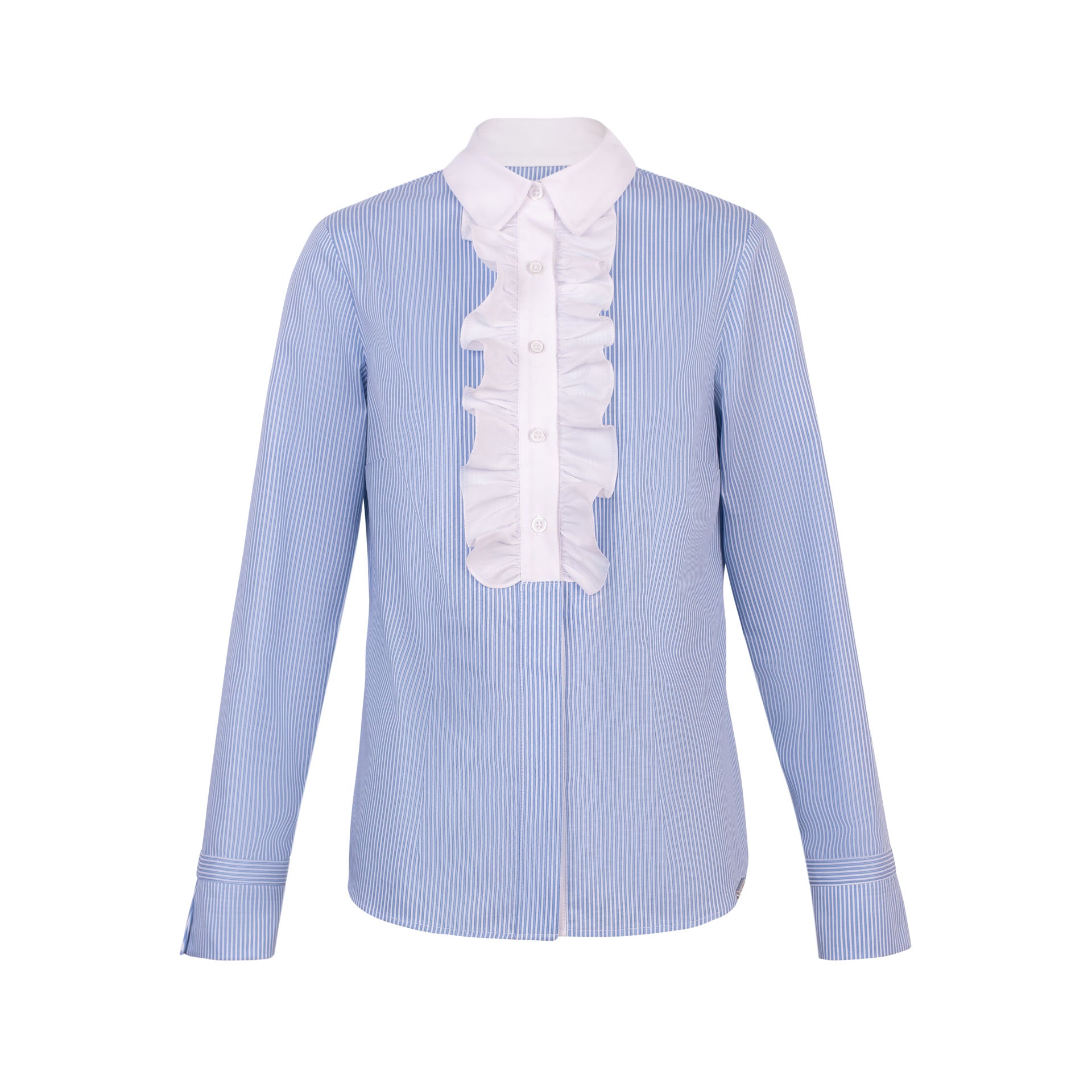 Blusa Camisera Lucina Celeste/Blanco