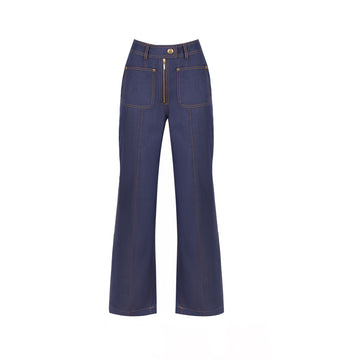 Pantalón Denim Flare Bolsillos Harper Azul