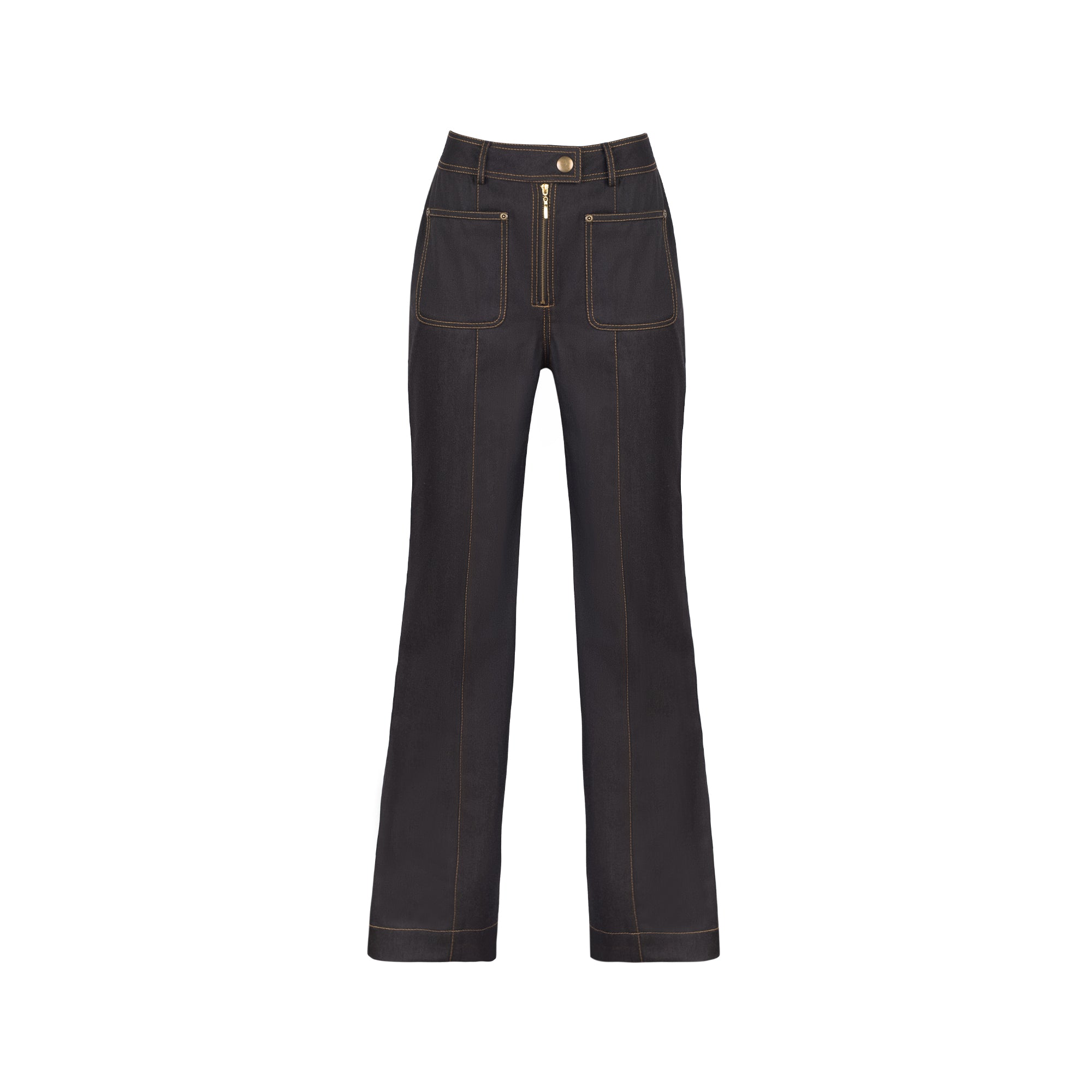 Pantalón Denim Flare Bolsillos Harper Negro