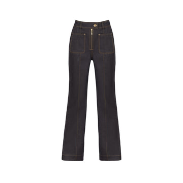 Pantalón Denim Flare Bolsillos Harper Negro