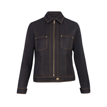 Chaqueta Denim Cremallera Harper Negro