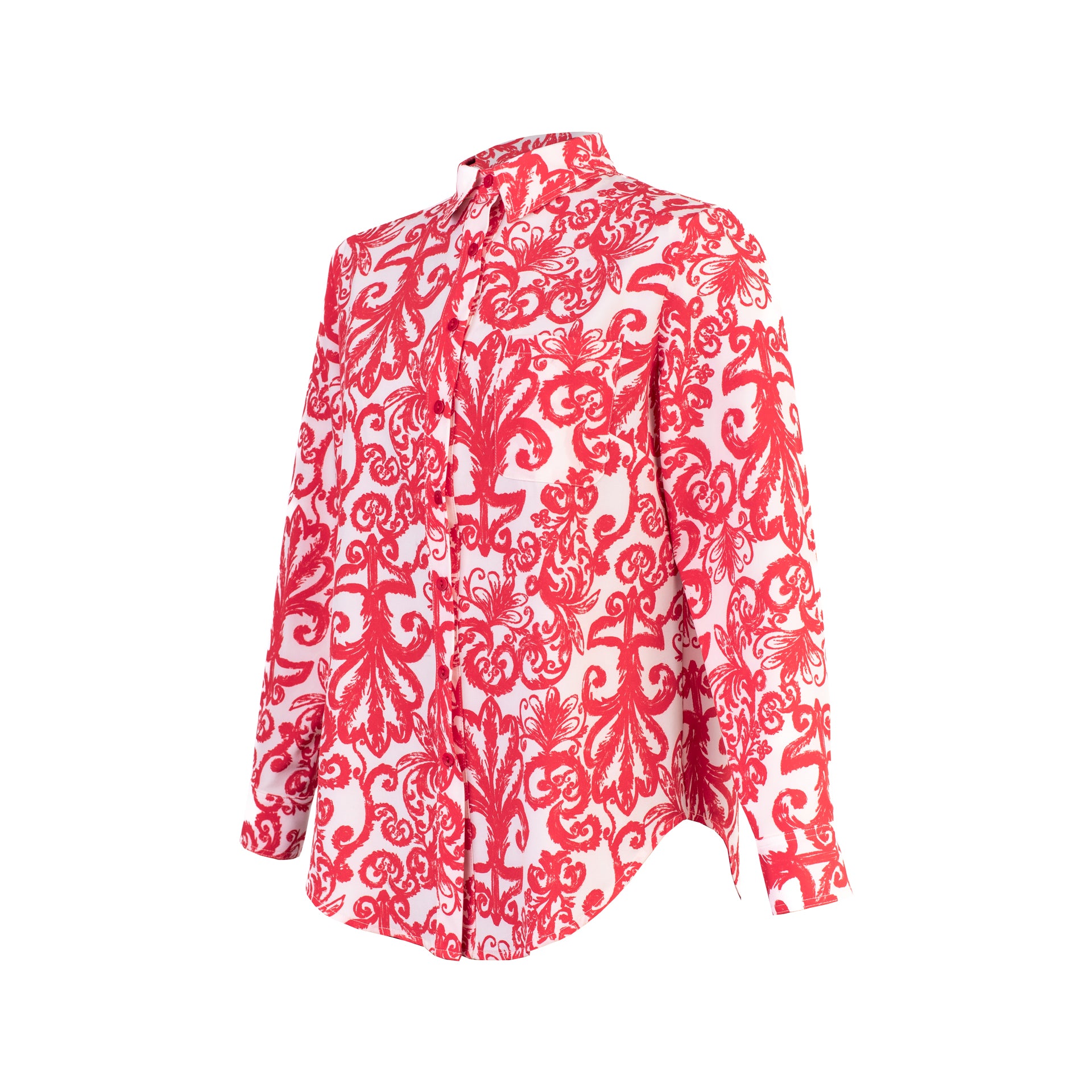 BLUSA CLASICA C/ BOLSILLO JASPE BLANCO/ROJO