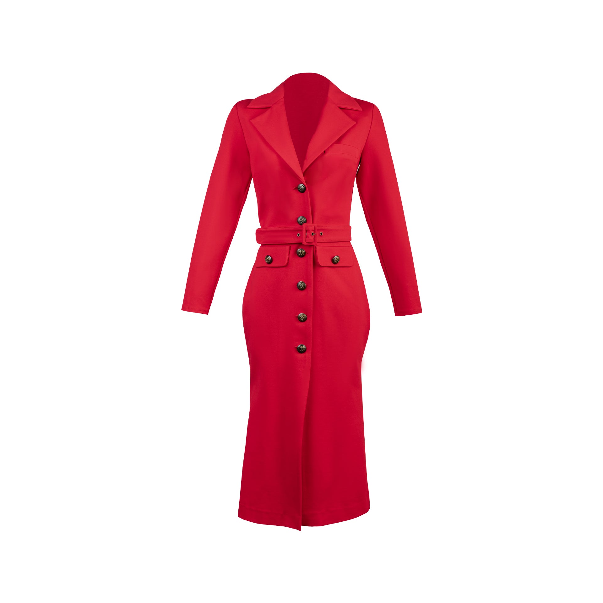 VESTIDO CEÑIDO M/L MUNAY ROJO