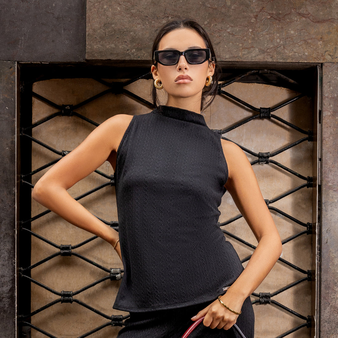 Polo Tejido Cuello Alto Latifa Negro