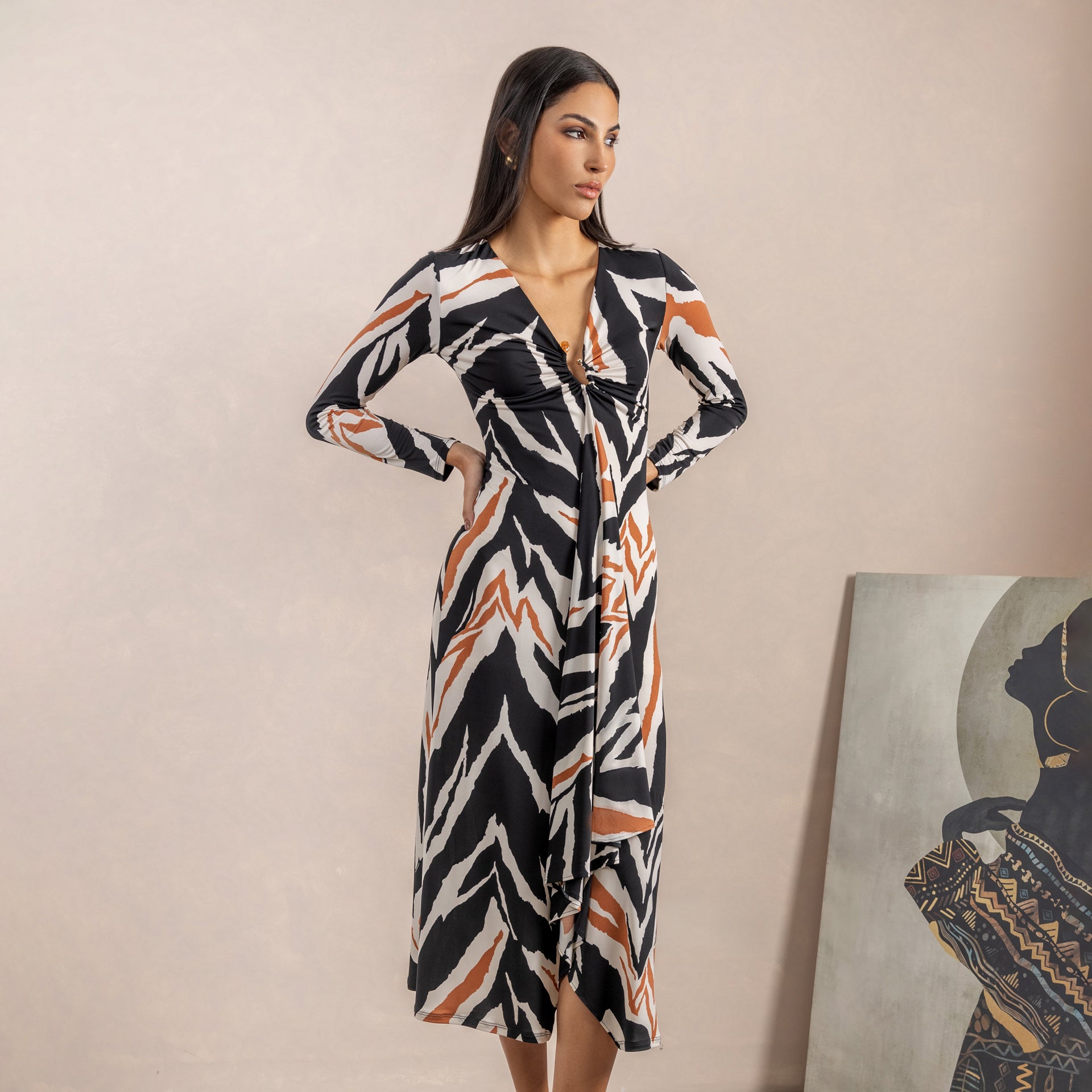 Vestido Zaira Crema/Negro