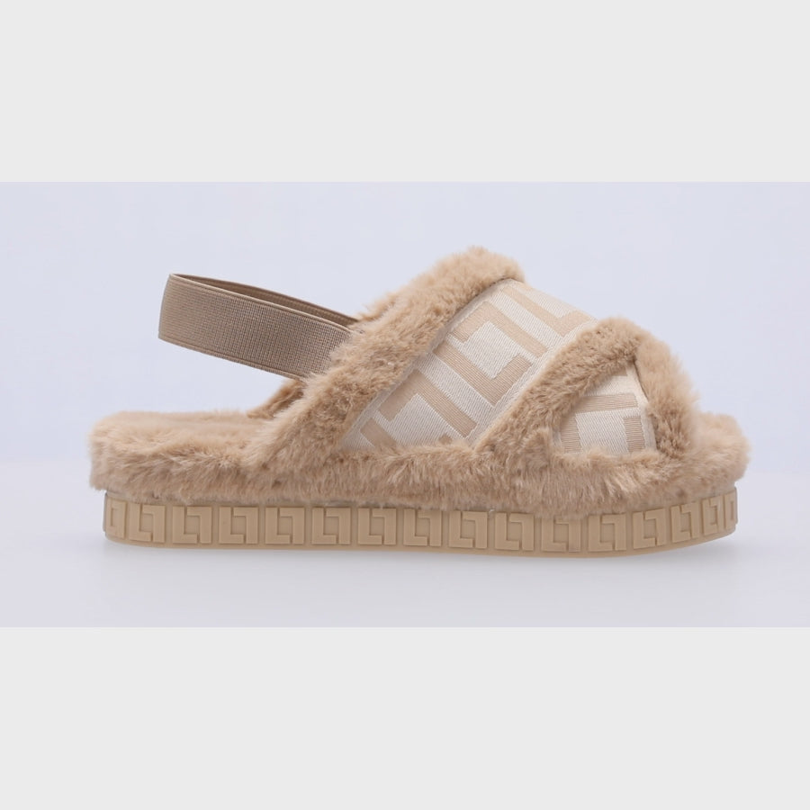Sandalia Faux Fur LDL 60410001 Nocciola