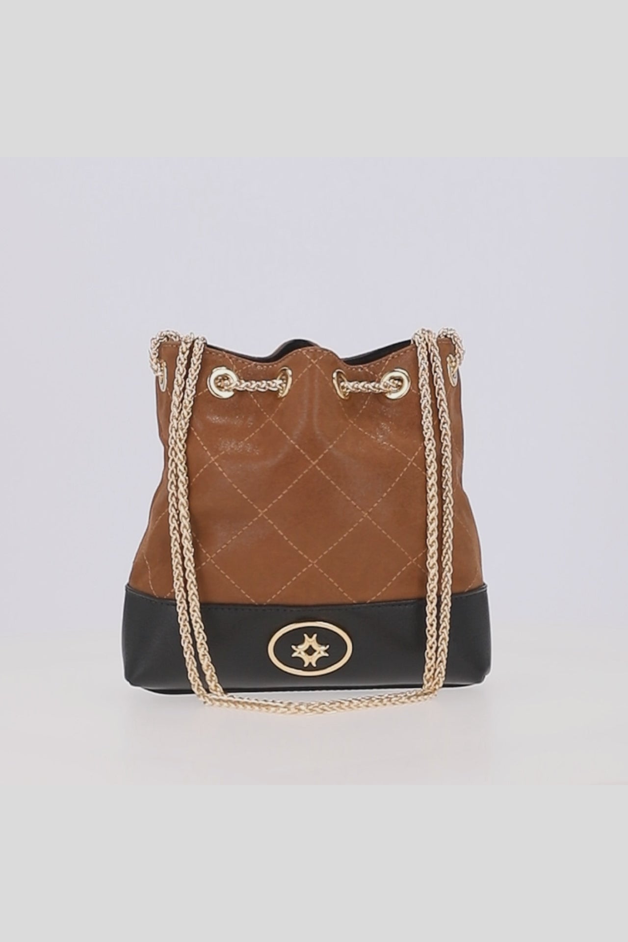 Bolso Bucket Sandra Pequeño LDL 2000815 Canela/Preto