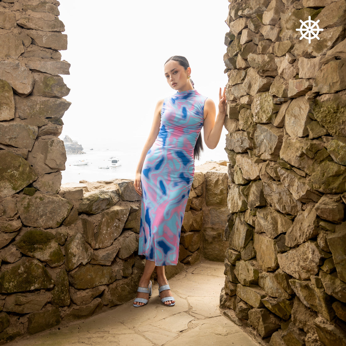 Vestido Basic Ribbed Celeste